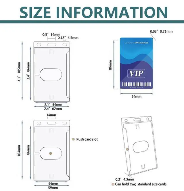 Alt view image 2 of 6 - Hard Plastic Badge Holder, Clear ID Badge Name Card Holder with Easy Access Thumb Slot, Vertical Style, 2 Pack