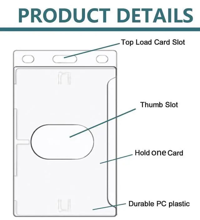 Alt view image 3 of 6 - Hard Plastic Badge Holder, Clear ID Badge Name Card Holder with Easy Access Thumb Slot, Vertical Style, 2 Pack