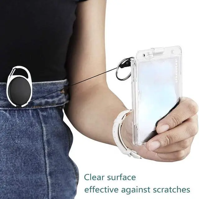 Alt view image 6 of 6 - Hard Plastic Badge Holder, Clear ID Badge Name Card Holder with Easy Access Thumb Slot, Vertical Style, 2 Pack