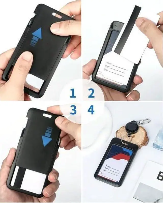 Alt view image 6 of 7 - 1Pc Black Sliding ID Badge Holder with Clear Window Black Card Protector Pouch for Office School ID Credit Cards Proximity Key Cards Drivers Licenses and Passes,Identification Badges and Supplies