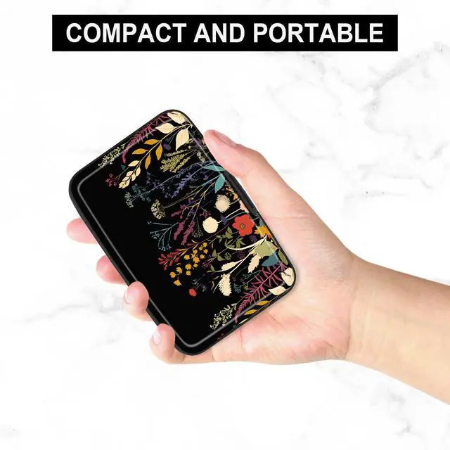 Alt view image 5 of 7 - Card Holder Credit Cards Holder for Women RFID wallet women Business Card Holder Wallet Mini Aluminum Card Wallet RFID Blocking Slim Metal Hard Card for Women, Beautiful Flowers and Plants