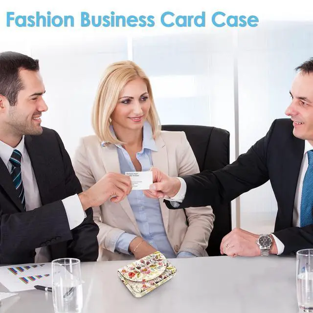 Alt view image 4 of 6 - Business Card HolderPU Leather Business Card Case Color Printing Pattern Card Holder WalletPockets Magnetic Credit Card Holders for Men and WomenVintage Flowers