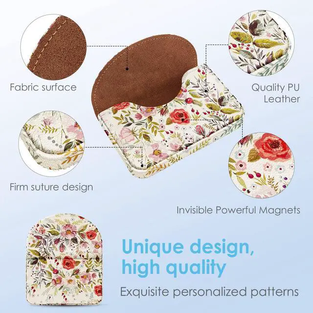 Alt view image 3 of 6 - Business Card HolderPU Leather Business Card Case Color Printing Pattern Card Holder WalletPockets Magnetic Credit Card Holders for Men and WomenVintage Flowers