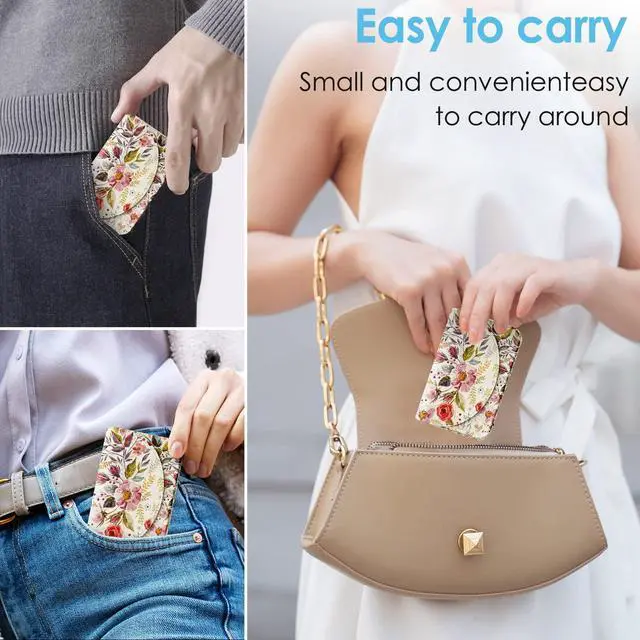 Alt view image 5 of 6 - Business Card HolderPU Leather Business Card Case Color Printing Pattern Card Holder WalletPockets Magnetic Credit Card Holders for Men and WomenVintage Flowers
