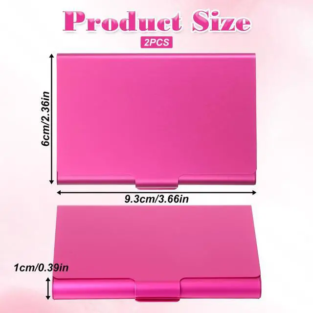 Alt view image 4 of 7 - 2 Pack Business Card Holder Case, Aluminum Alloy Metal Business Card Case, Slim Flip Cover Professional Name Credit Cards Holder Purse Wallet Pocket Accessory for Men and Women (Pink Rose Red)