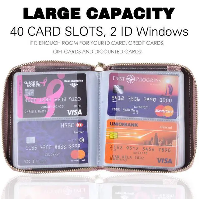 Alt view image 3 of 7 - Womens Credit Card Holder Wallet Zip Leather Card Case RFID Blocking (Glitter Light Purple)
