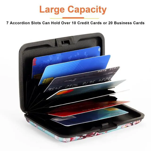 Alt view image 4 of 7 - Credit Card Holder, RFID Blocking, Aluminum Alloy Hard Case, Small Mini Business Metal Wallet for Women Men, Peach Blossom