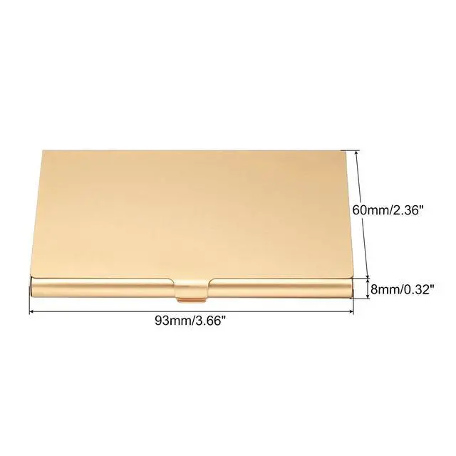 Alt view image 2 of 5 - Business Card Holder, Aluminum Alloy Flip Cover Slim Name Cards Case for Women Men, Champagne Gold