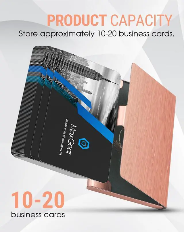 Alt view image 3 of 6 - Stainless Steel Business Card Holder, Slim Card Case, Rose Gold
