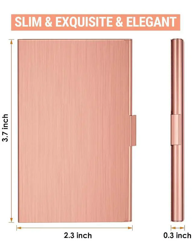 Alt view image 6 of 6 - Stainless Steel Business Card Holder, Slim Card Case, Rose Gold