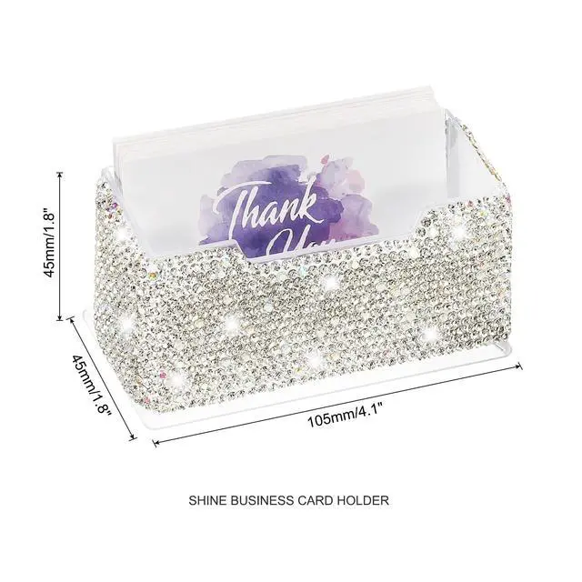 Alt view image 2 of 6 - Rhinestone Business Card Holder, Crystal Business Card Holders Bling Business Card Organizer Display Stand for Desktop Desk Office Exhibition, White