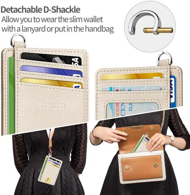 Alt view image 3 of 7 - Slim Minimalist Front Pocket Wallet, RFID Blocking Credit Card Holder Wallet with Detachable D-Shackle for Men Women