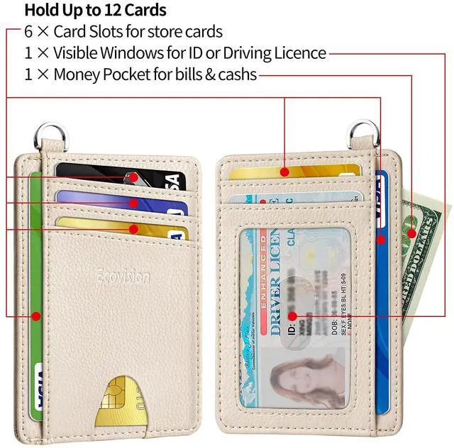 Alt view image 5 of 7 - Slim Minimalist Front Pocket Wallet, RFID Blocking Credit Card Holder Wallet with Detachable D-Shackle for Men Women