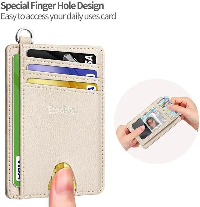 Alt view image 6 of 7 - Slim Minimalist Front Pocket Wallet, RFID Blocking Credit Card Holder Wallet with Detachable D-Shackle for Men Women