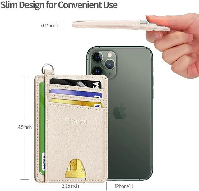 Alt view image 7 of 7 - Slim Minimalist Front Pocket Wallet, RFID Blocking Credit Card Holder Wallet with Detachable D-Shackle for Men Women
