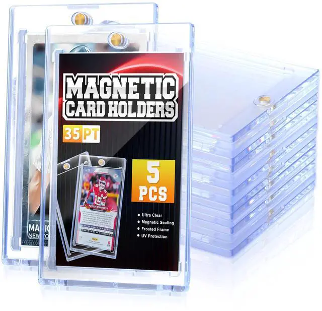 Main image of 5 Pack 35PT Magnetic Card Holder for Trading Cards, One-Touch Card Case Holder for Baseball Football Sports MTG TCG Collectable Cards