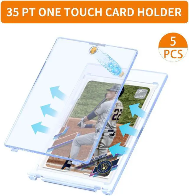 Alt view image 2 of 7 - 5 Pack 35PT Magnetic Card Holder for Trading Cards, One-Touch Card Case Holder for Baseball Football Sports MTG TCG Collectable Cards
