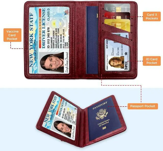 Alt view image 2 of 7 - Passport Holder for Travel Essentials RFID Blocking Wallet Card Case PU Leather Passport Cover Women and Men (Black)