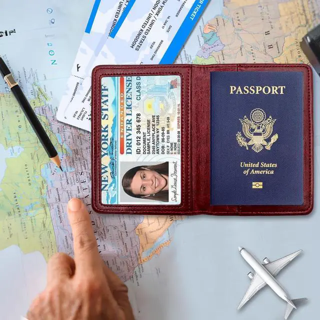 Alt view image 7 of 7 - Passport Holder for Travel Essentials RFID Blocking Wallet Card Case PU Leather Passport Cover Women and Men (Black)