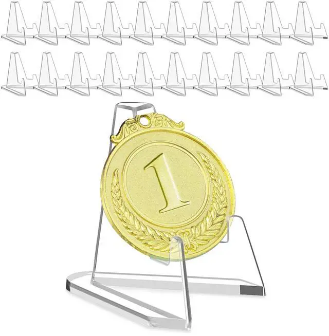 Main image of Card Display Stand, 20 Pack Small Easel Stand, Acrylic Picture Holder Stands, for Challenge Coin Graded Card Sports Card Trading Card PSA Card Baseball Card (2.2 Inch Tall)