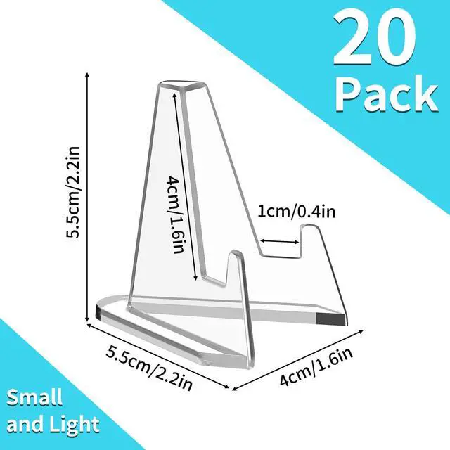 Alt view image 2 of 6 - Card Display Stand, 20 Pack Small Easel Stand, Acrylic Picture Holder Stands, for Challenge Coin Graded Card Sports Card Trading Card PSA Card Baseball Card (2.2 Inch Tall)