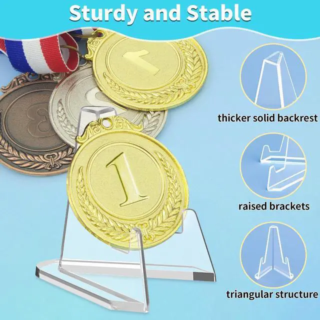 Alt view image 6 of 6 - Card Display Stand, 20 Pack Small Easel Stand, Acrylic Picture Holder Stands, for Challenge Coin Graded Card Sports Card Trading Card PSA Card Baseball Card (2.2 Inch Tall)