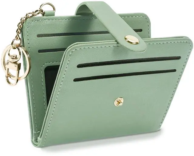 Main image of Small Wallet Women RFID, PU Leather Card Holder with Keychain