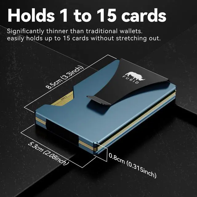 Alt view image 5 of 7 - Minimalist Card Wallet for Men Slim: Rfid Metal Wallet with Money Clip Credit Card Holder - Gift for Man Husband at Brithday Stocking Stuffers