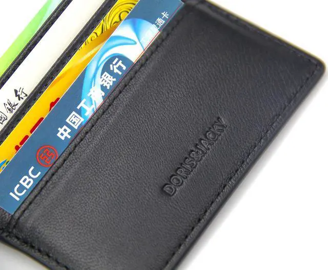 Alt view image 5 of 7 - Minimalist Leather Card Holder Wallet, Slim Lambskin Credit Card Case Card Protector, 6 Card Slots Thin Business Wallet for Men and Women(DS901-Black)