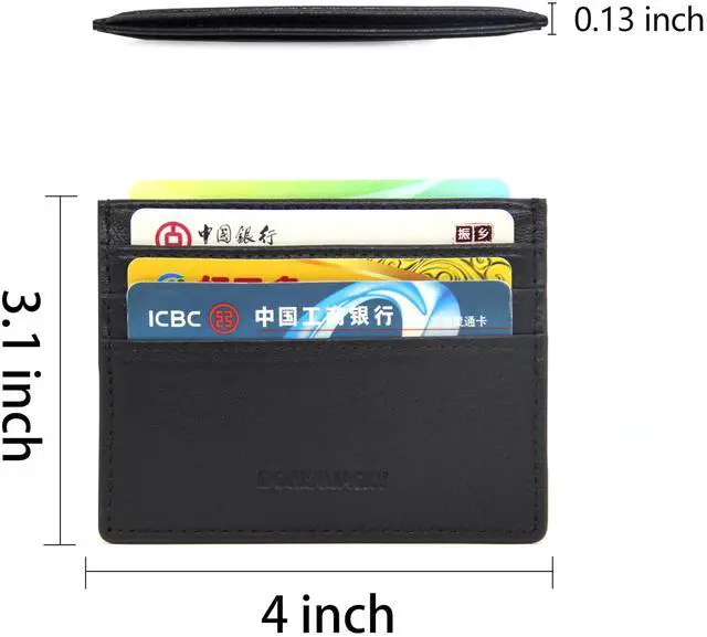 Alt view image 3 of 7 - Minimalist Leather Card Holder Wallet, Slim Lambskin Credit Card Case Card Protector, 6 Card Slots Thin Business Wallet for Men and Women(DS901-Black)