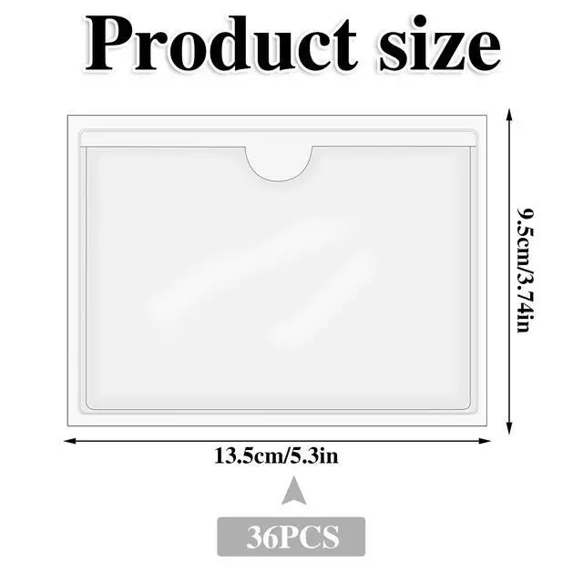 Alt view image 2 of 6 - 36 Pack 3" x 5" Index Card Holder Adhesive Plastic Label Holders Clear Tote Bag Labels Stickers for Organizing Storage Bins Library Card Shelves
