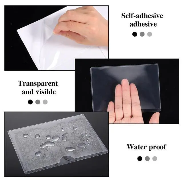 Alt view image 3 of 6 - 36 Pack 3" x 5" Index Card Holder Adhesive Plastic Label Holders Clear Tote Bag Labels Stickers for Organizing Storage Bins Library Card Shelves