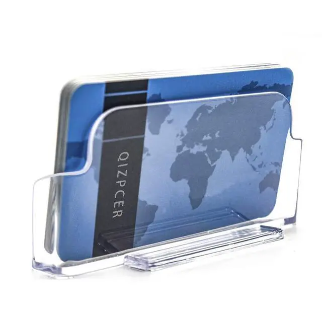 Alt view image 2 of 7 - 8 Pack Plastic Business Card Holder - Clear Business Card Case for Desk - Office Acrylic Business Card Stand Display