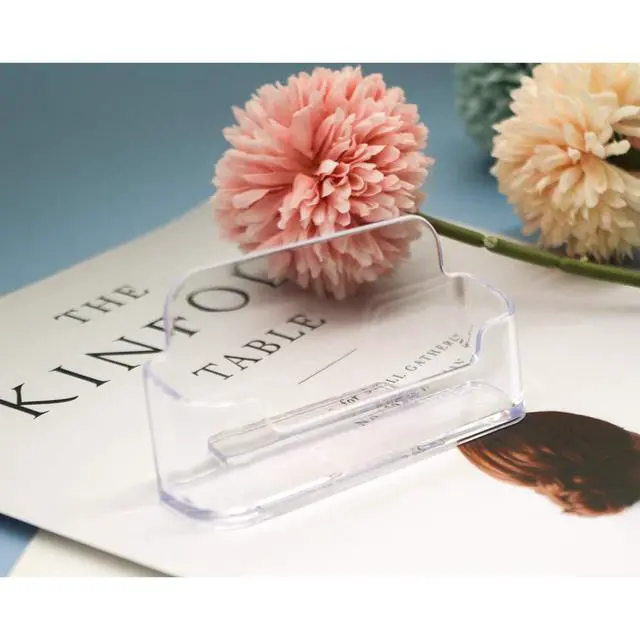 Alt view image 6 of 7 - 8 Pack Plastic Business Card Holder - Clear Business Card Case for Desk - Office Acrylic Business Card Stand Display