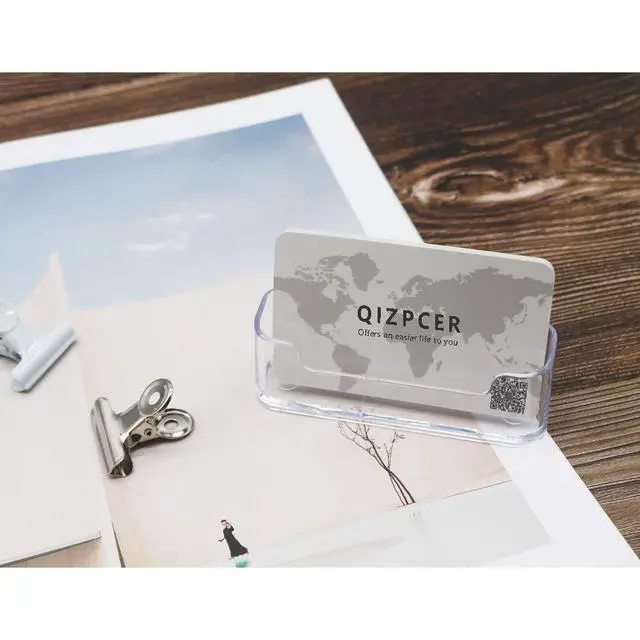Alt view image 7 of 7 - 8 Pack Plastic Business Card Holder - Clear Business Card Case for Desk - Office Acrylic Business Card Stand Display