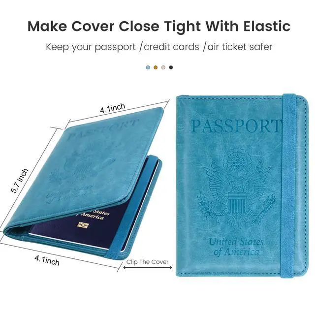 Alt view image 5 of 6 - Passport Holder for Travel, RFID Blocking Passport Cover with Vaccine Card Slot, Leather Travel Wallet Combo & ID Organizer for Women, Teal