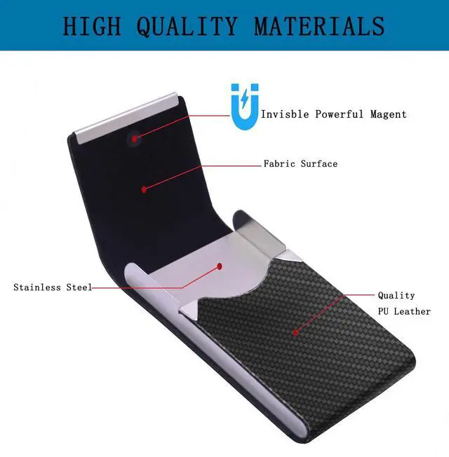 Alt view image 3 of 7 - Business Card Holder with Ultra Slim Design,Business Card Case with Premium PU Leather,Suit Pocket Metal Card Holder for Women/Men,Professional Name Card Holder with Magnetic Shut (Black1)