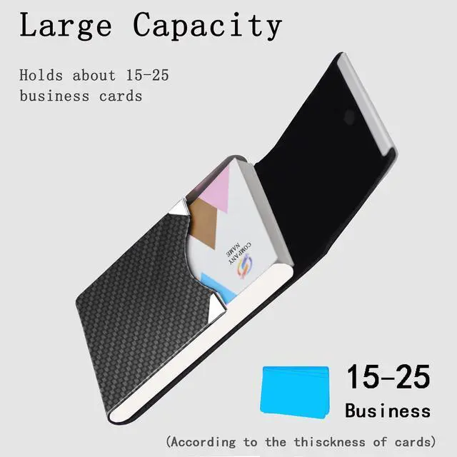 Alt view image 4 of 7 - Business Card Holder with Ultra Slim Design,Business Card Case with Premium PU Leather,Suit Pocket Metal Card Holder for Women/Men,Professional Name Card Holder with Magnetic Shut (Black1)