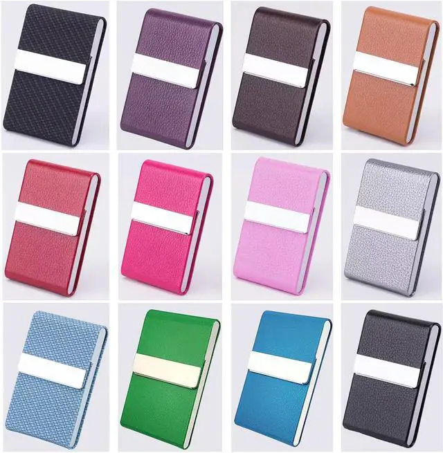 Alt view image 7 of 7 - Business Card Holder with Ultra Slim Design,Business Card Case with Premium PU Leather,Suit Pocket Metal Card Holder for Women/Men,Professional Name Card Holder with Magnetic Shut (Black1)