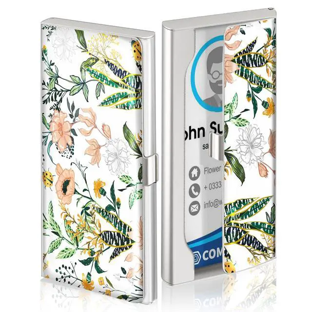 Alt view image 2 of 7 - Business Card Holder Case Wallet for Women Metal Retro Blooming Flower Slim Pocket Purse Square Card Cases Cute For Realtors Real Estate Agents