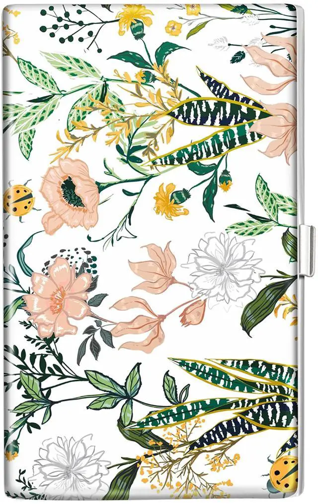 Main image of Business Card Holder Case Wallet for Women Metal Retro Blooming Flower Slim Pocket Purse Square Card Cases Cute For Realtors Real Estate Agents