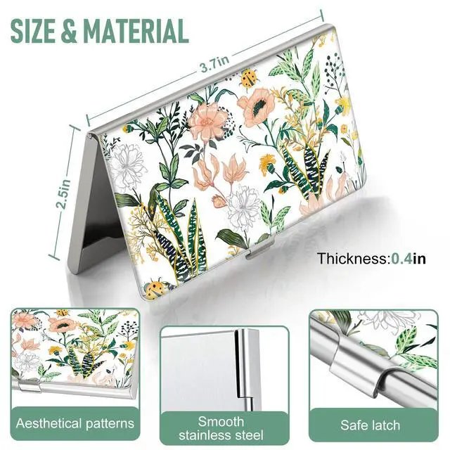 Alt view image 3 of 7 - Business Card Holder Case Wallet for Women Metal Retro Blooming Flower Slim Pocket Purse Square Card Cases Cute For Realtors Real Estate Agents