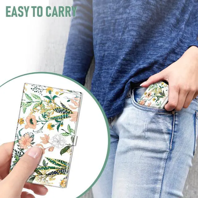 Alt view image 6 of 7 - Business Card Holder Case Wallet for Women Metal Retro Blooming Flower Slim Pocket Purse Square Card Cases Cute For Realtors Real Estate Agents