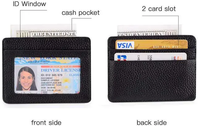 Alt view image 2 of 5 - Credit Card Holder Slim Wallet Leather Minimalist Wallet with ID Window (black)