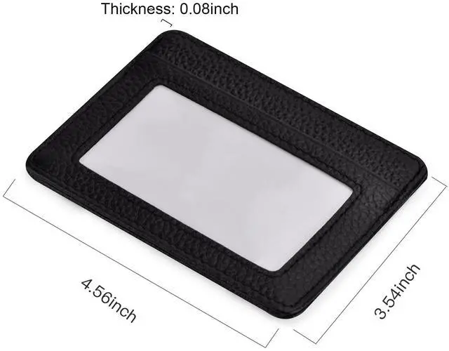 Alt view image 4 of 5 - Credit Card Holder Slim Wallet Leather Minimalist Wallet with ID Window (black)