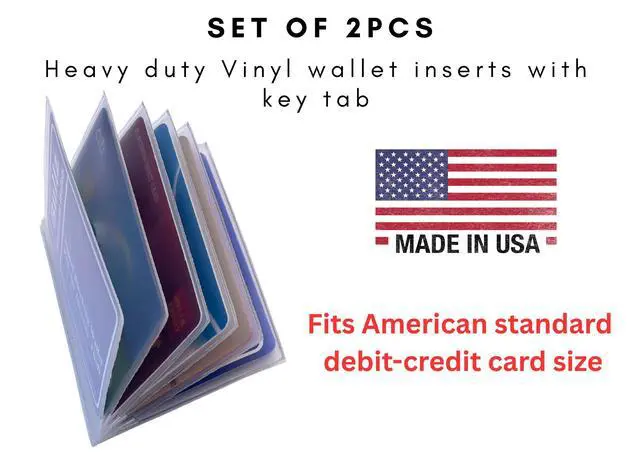 Alt view image 2 of 7 - Set of 2 Heavy Duty Vinyl 6 Pages Insert for Bifold or Trifolds Wallet MADE IN USA