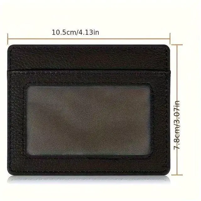 Alt view image 3 of 5 - Slim Card Holder Wallet, Black faux crocodile leather, Multiple Card Slots with ID Window, Minimalist Design (Black)