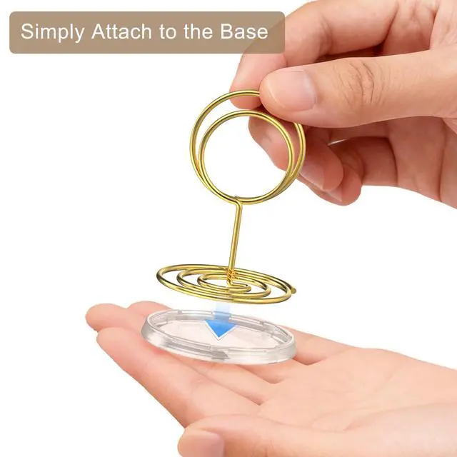 Alt view image 4 of 7 - 30 Pack Gold Table Number Holders with Clear Stable Base Metal Place Card Holders for Table, Photo Picture Stands Card Holders for Wedding Party Banquet Restaurant Events (Gold)
