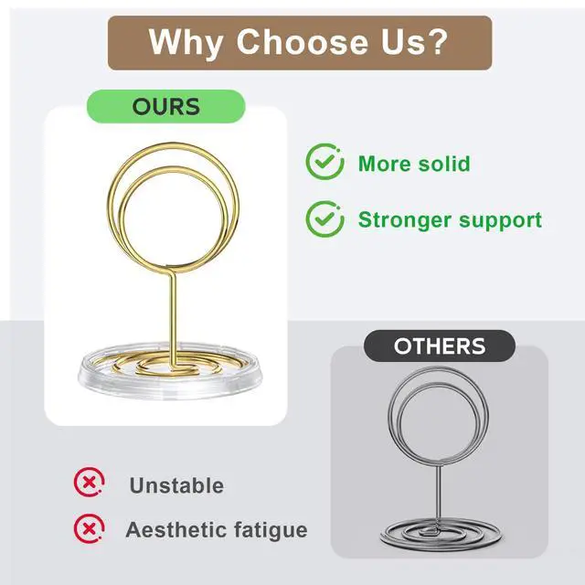Alt view image 5 of 7 - 30 Pack Gold Table Number Holders with Clear Stable Base Metal Place Card Holders for Table, Photo Picture Stands Card Holders for Wedding Party Banquet Restaurant Events (Gold)