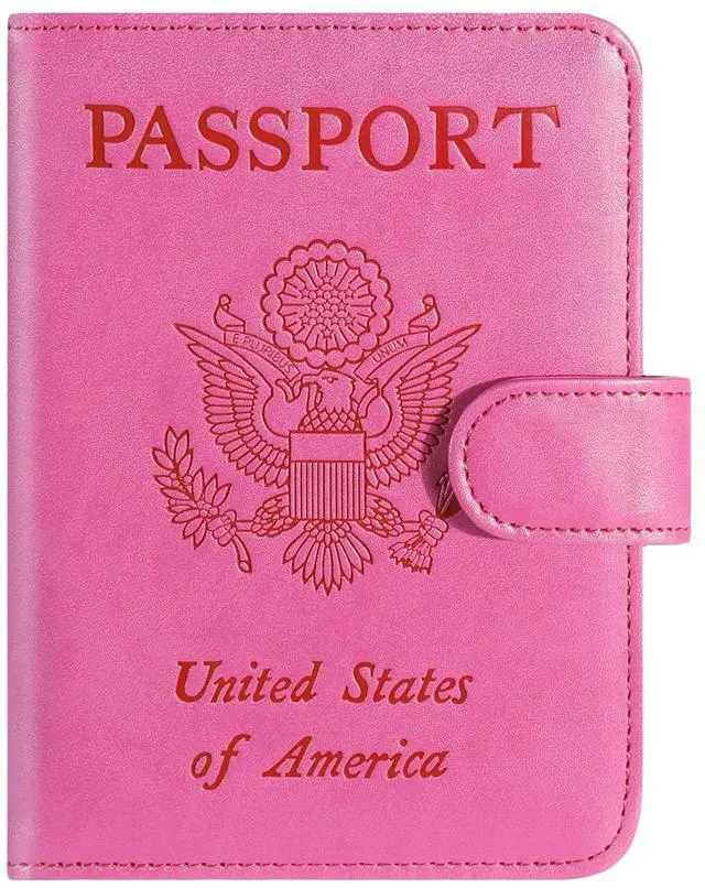 Main image of Passport Holder Cover Wallet RFID Blocking Leather Card Case Travel Accessories for Women Men (Pink)